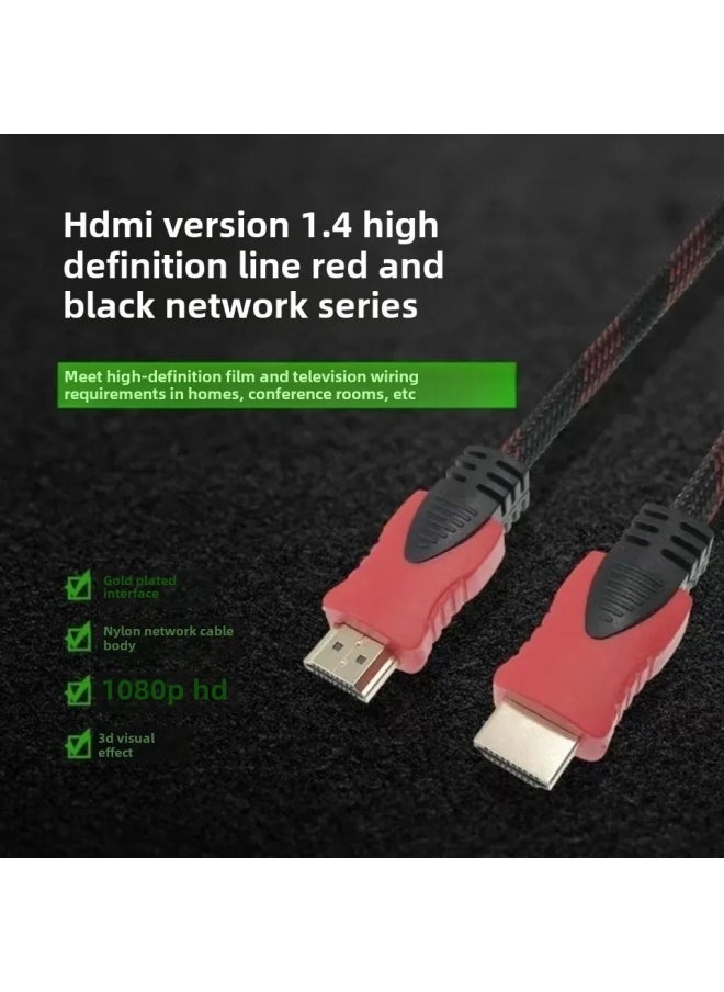 ماركة غير محددة كابل HDMI عالي الدقة بطول 1.5 متر و3 متر و30 متر لجهاز الكمبيوتر وجهاز التلفزيون وجهاز فك التشفير وكابل توصيل HDMI لجهاز العرض وصوت عالي الدقة والفيديو - اللون: أحمر وأسود - طول خط HDMI الشبكي: 1.8 متر  - Image 2