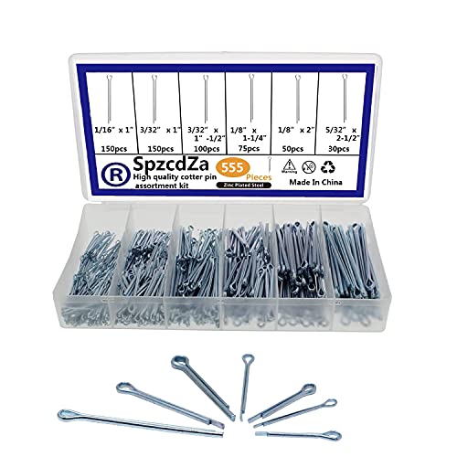 SpzcdZa Cotter Pin Assortment Kit, SpzcdZa 555pcs Steel Cotter Pins Clip Key Fastner Fitting Assortment Kit for Automotive Mechanics Small Engine Repair Mechanics, Car Garage, Power Equipment, Cars, Trucks - Image 1