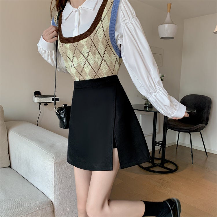 Summer 2023 New A- Line Skirt Women'S Small Split Korean-Style All-Match High Waist Slimming Pleated Suit Skirt - Image 5