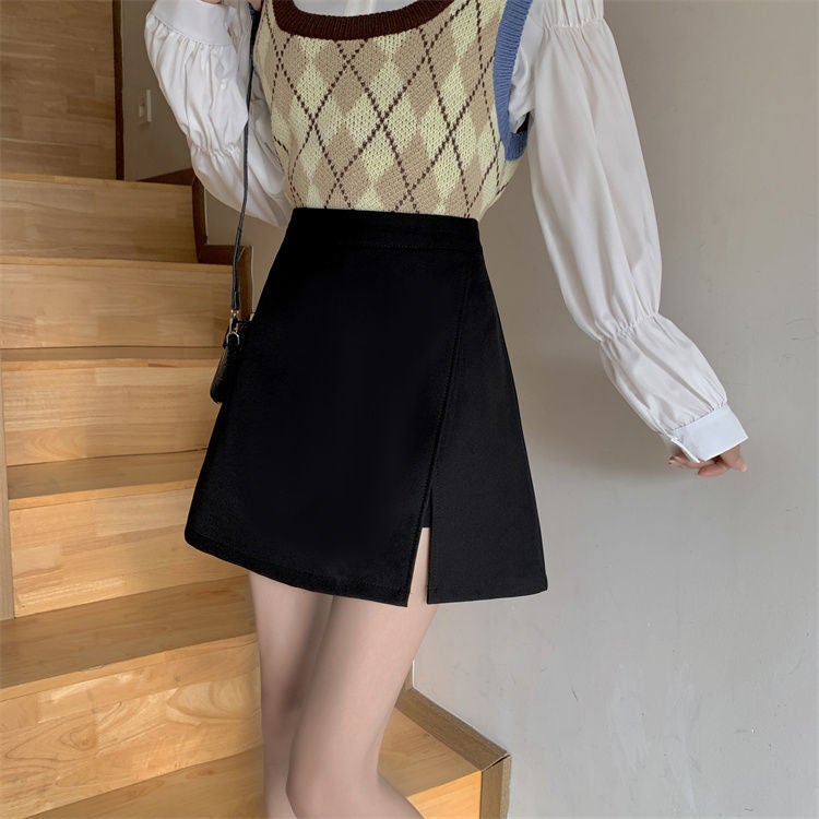 Summer 2023 New A- Line Skirt Women'S Small Split Korean-Style All-Match High Waist Slimming Pleated Suit Skirt - Image 2