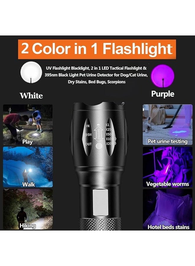 Flashlight UV and White Light 2 In 1 Flashlight LED Dual Color Waterproof Flashlight   USB - Image 3