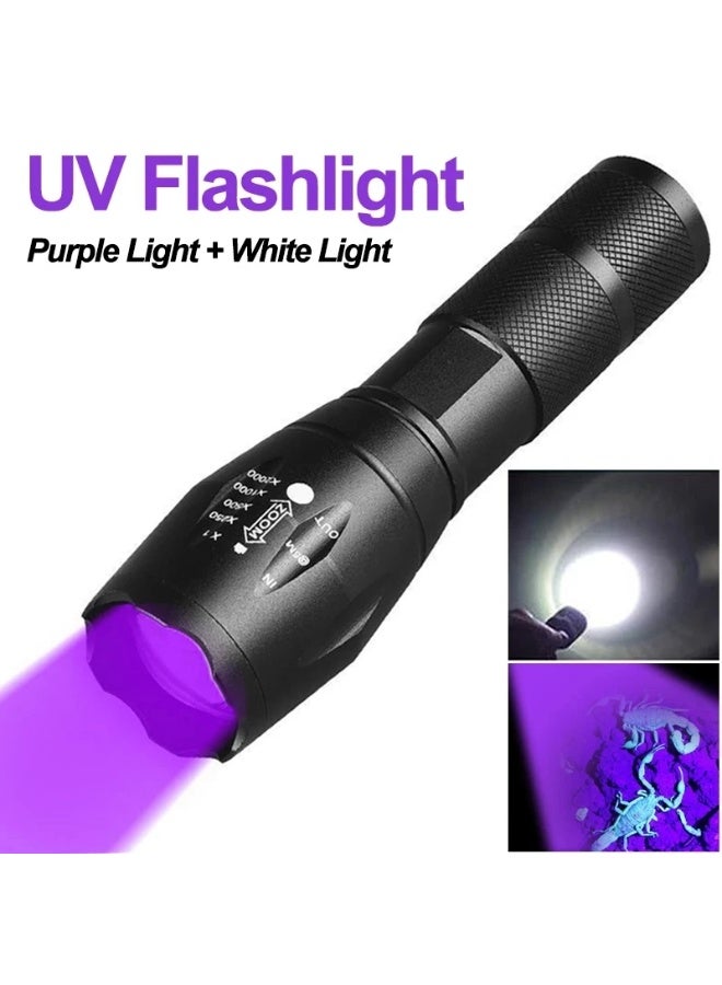 Flashlight UV and White Light 2 In 1 Flashlight LED Dual Color Waterproof Flashlight   USB - Image 5