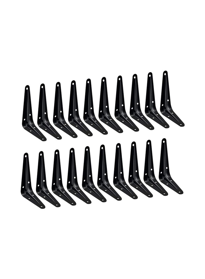 20 Pack Shelf Brackets, Heavy Duty Black Metal Floating Shelf Bracket, Rustic Farmhouse Decorative Iron Bracket  - Image 1