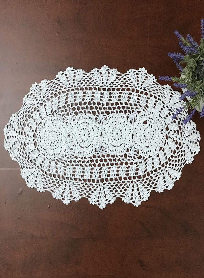 Hetao 12x23 100% Cotton Handmade Crochet lace Table Runners Oblong Tablecloth Doilies Doily,2PC,White - Image 1
