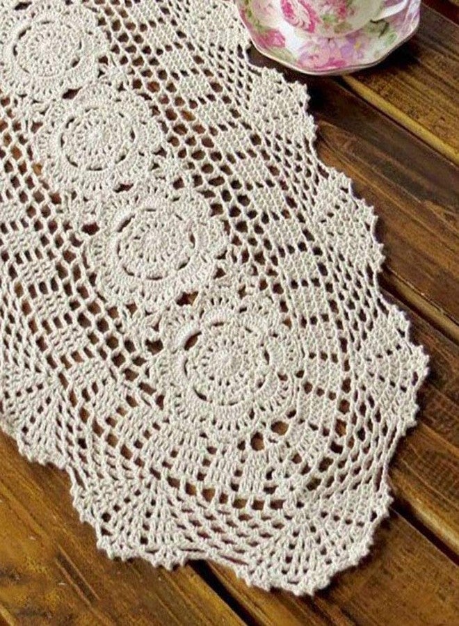 Hetao 12x23 100% Cotton Handmade Crochet lace Table Runners Oblong Tablecloth Doilies Doily,2PC,White - Image 4