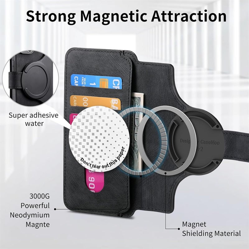 for Xiaomi Redmi A1 Case Wallet with Card Holder for Women Men, PU Leather Magnetic Snap Flip Wallet Phone Case Magnetic Detachable Phone Case for Xiaomi Redmi A1(Black) - Image 4