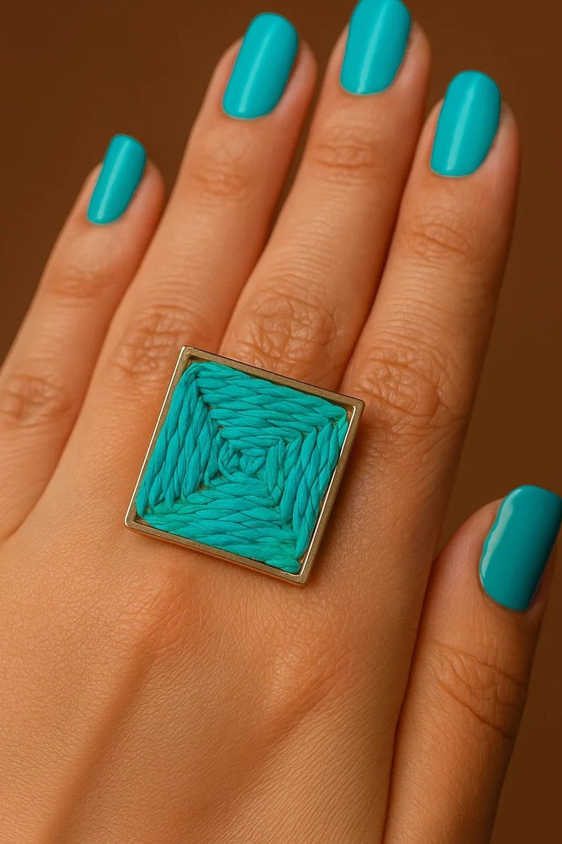 Vbranda Geometric Woven Ring Stainless Steel Pure RI-20 