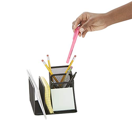 Mind Reader Desk Organizer 5Compartment 2Piece Same Set Supplies and Accessories Storage For Office Desk BLACK - Image 3