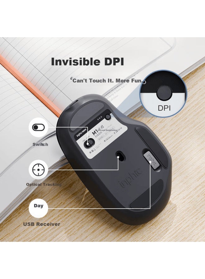Inphic M1 Second Generation Rechargeable Wireless Bluetooth Mouse Silent Office Asymmetric Ergonomic Grip Battery Display Universal For Laptop 2.4g Wireless Black - Image 2