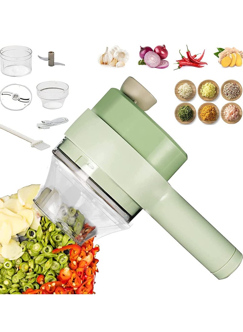 Handheld Electric Vegetable Chopper Set,4 in 1 Wireless Food cutter for Garlic Pepper Chili Onion Celery Ginger Meat with Brush - Image 1