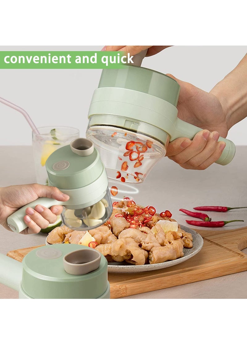 Handheld Electric Vegetable Chopper Set,4 in 1 Wireless Food cutter for Garlic Pepper Chili Onion Celery Ginger Meat with Brush - Image 4