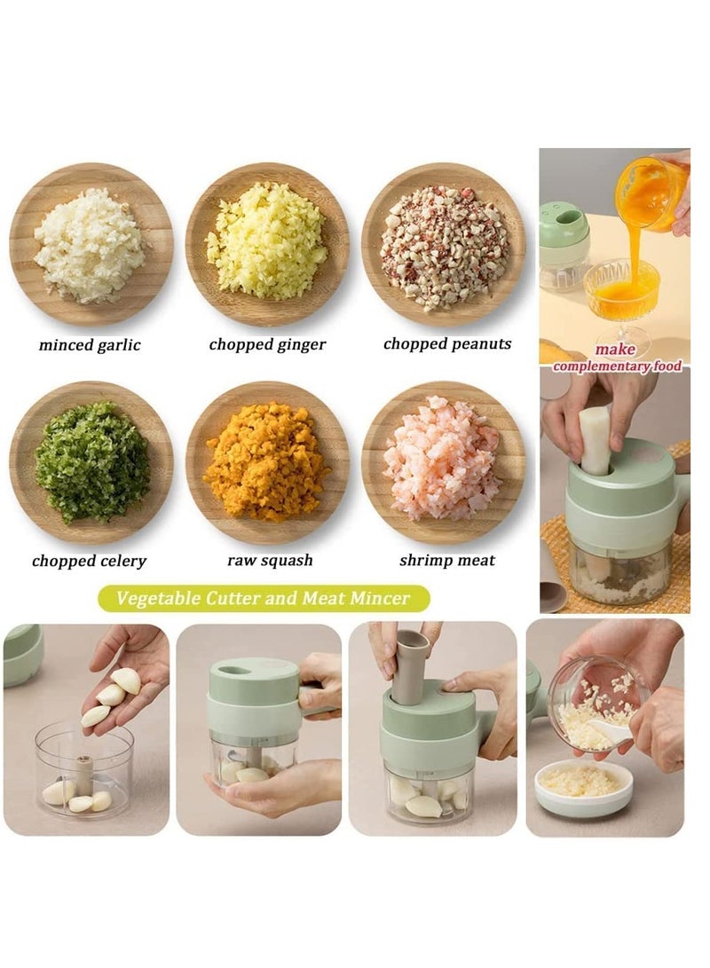 Handheld Electric Vegetable Chopper Set,4 in 1 Wireless Food cutter for Garlic Pepper Chili Onion Celery Ginger Meat with Brush - Image 2