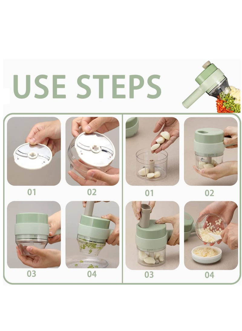 Handheld Electric Vegetable Chopper Set,4 in 1 Wireless Food cutter for Garlic Pepper Chili Onion Celery Ginger Meat with Brush - Image 5