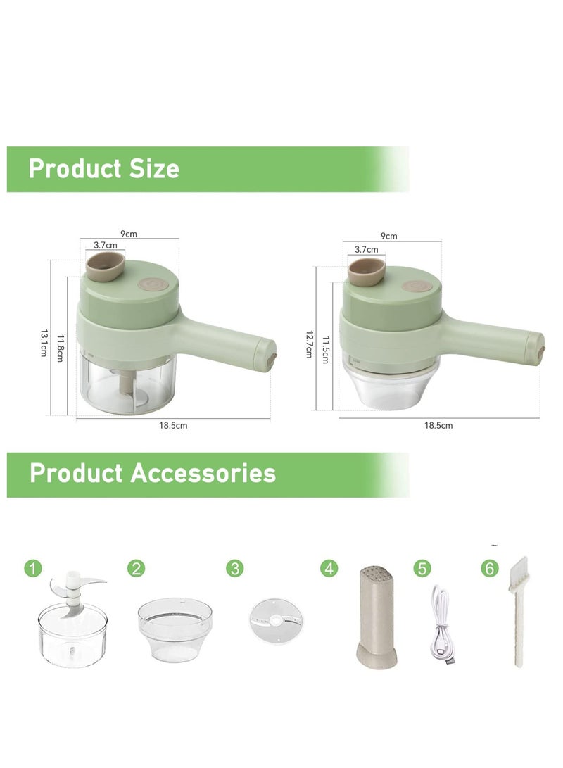 Handheld Electric Vegetable Chopper Set,4 in 1 Wireless Food cutter for Garlic Pepper Chili Onion Celery Ginger Meat with Brush - Image 3