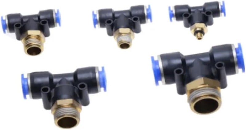 M5 Threaded Pneumatic Tee Fitting Quick Connect 4mm OD Hose BSP Male - Image 4