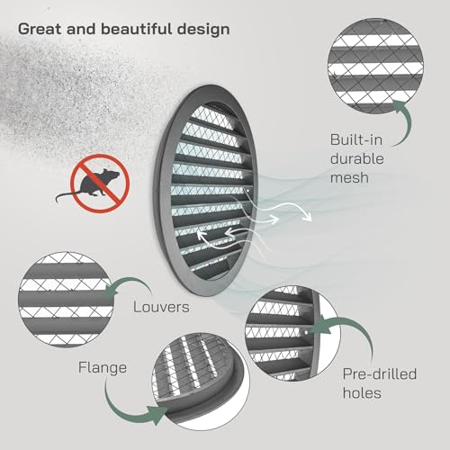 Vent Systems 10” Inch Aluminum Steel Soffit Vent Cover – Round Louvered Air Vent Grille with Built-in Mesh Screen and Flange – Heavy-Duty HVAC Register for Wall or Ceiling – Indoor and Outdoor Use - Image 3