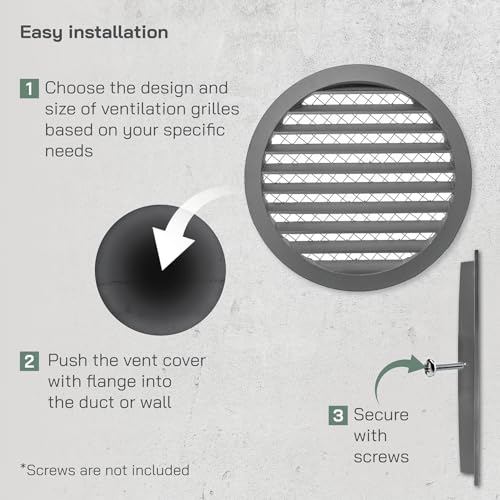 Vent Systems 10” Inch Aluminum Steel Soffit Vent Cover – Round Louvered Air Vent Grille with Built-in Mesh Screen and Flange – Heavy-Duty HVAC Register for Wall or Ceiling – Indoor and Outdoor Use - Image 4