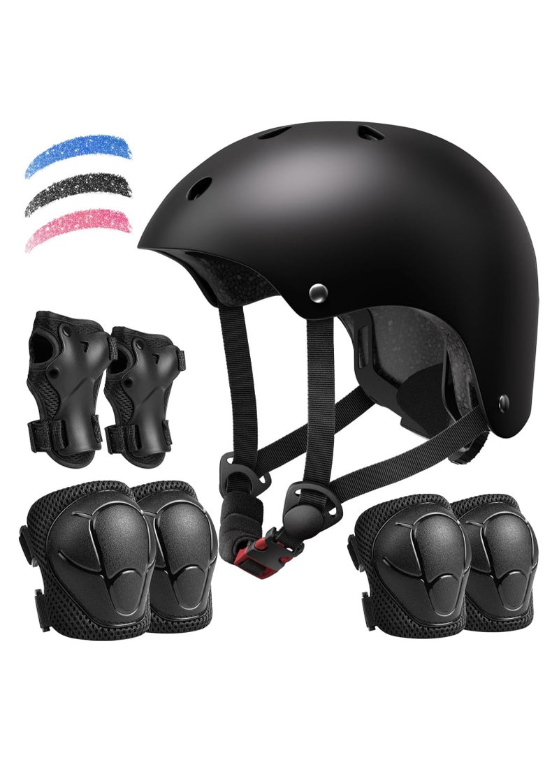 Bukela Kids Bike Helmet Set, Adjustable Helmet for Ages 3-14 Year Boys Girls, Toddler Helmet Pad Set with Knee and Elbow Pads for Bike, Roller, Skating, Scooter, Longboard and More Sports, 3 Color - Image 1
