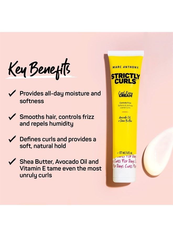 MARC ANTHONY - Curl Envy Cream, Strictly Curls - Curl Defining Cream Softens Coarse Curls, Adds Bounce & Fights Frizz with Avocado Oil & Shea Butter - Sulfate-Free Hair Products for Curly Hair - 6 Oz - Image 1