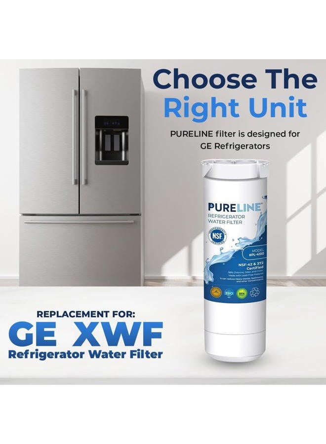 Pureline فلتر مياه ثلاجة Pureline XWF بديل لـ GE XWF. يستبدل نماذج الثلاجات التي تبدأ بـ GBE21، GDE21، GDE25، GFE24، GFE26، GNE21 (عبوة 3)  - Image 4