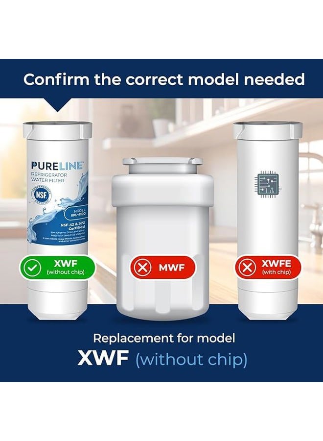 Pureline فلتر مياه ثلاجة Pureline XWF بديل لـ GE XWF. يستبدل نماذج الثلاجات التي تبدأ بـ GBE21، GDE21، GDE25، GFE24، GFE26، GNE21 (عبوة 3)  - Image 2