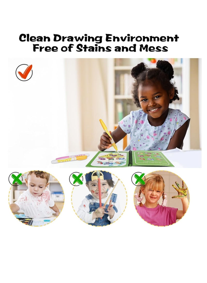 6 Pack Magic Water Coloring Book, Magic Painting Books with Water Pen Mess Free Coloring Books for Toddler 2-4Years Reusable Coloring Book-Children - Image 3