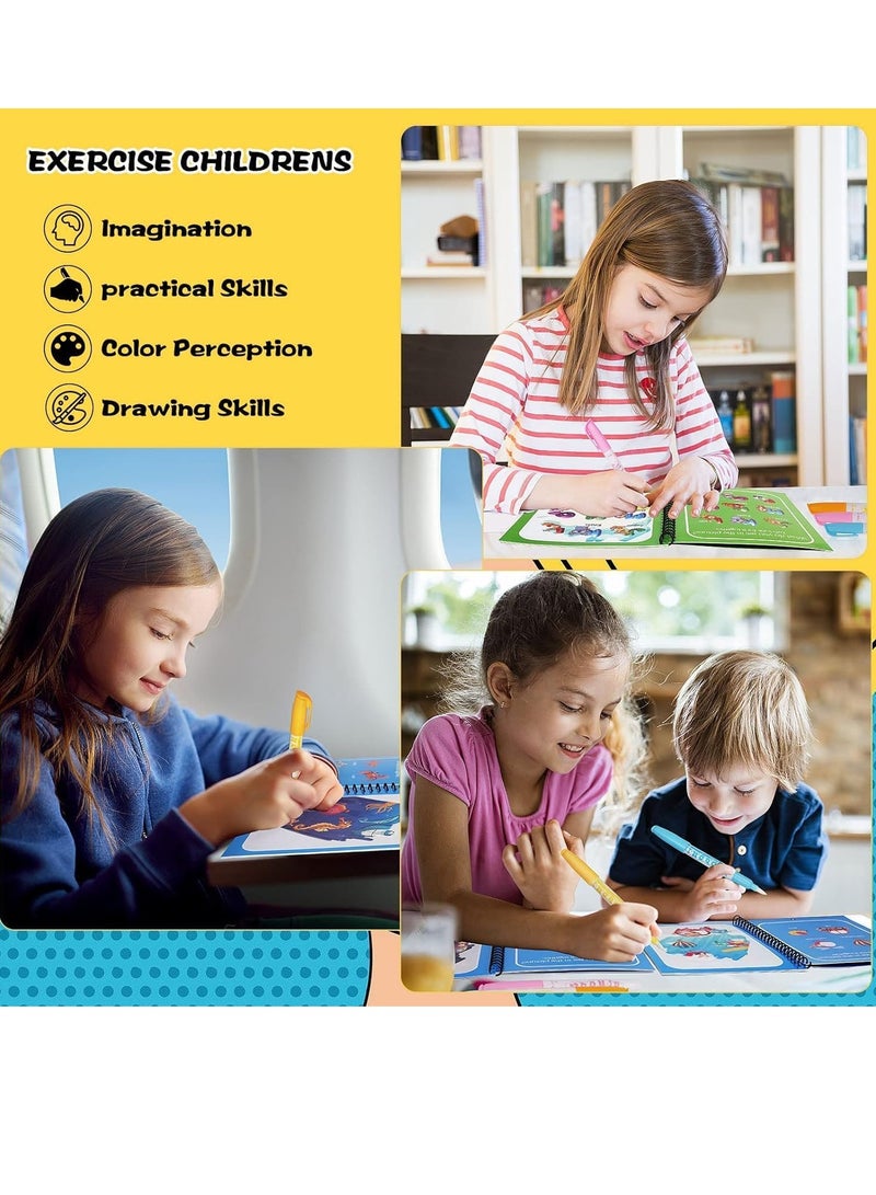 6 Pack Magic Water Coloring Book, Magic Painting Books with Water Pen Mess Free Coloring Books for Toddler 2-4Years Reusable Coloring Book-Children - Image 5