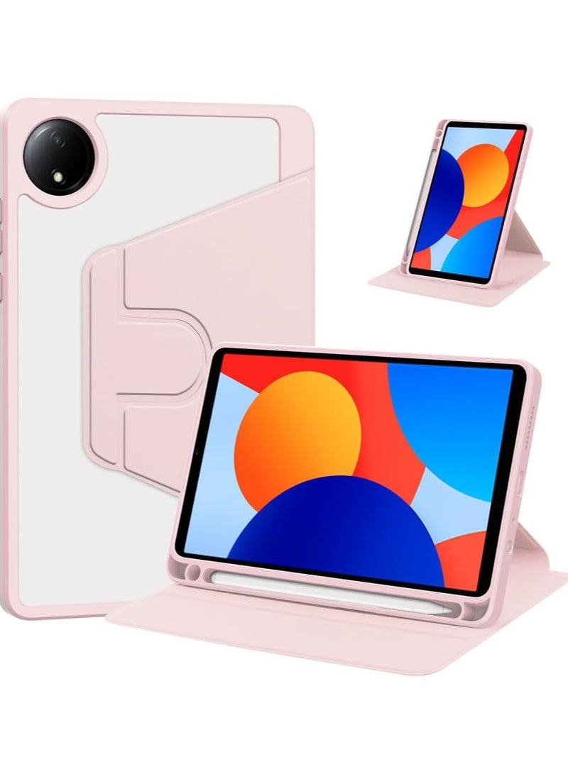 VKL Rotating Case Compatible with Xiaomi Redmi Pad SE 8.7 Inch (2024),with Pen Holder, 360 Degree Rotation Protective Stand Cover Clear Back, Auto Wake/Sleep (Pink) - Image 1