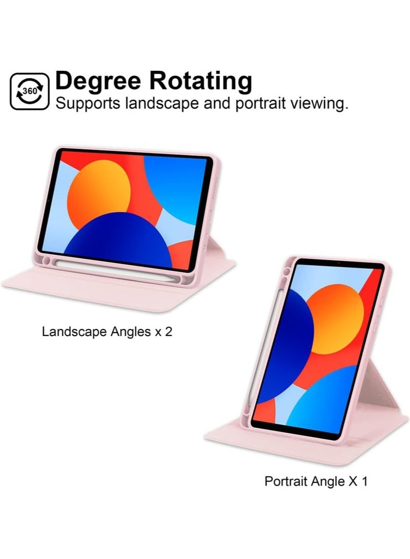VKL Rotating Case Compatible with Xiaomi Redmi Pad SE 8.7 Inch (2024),with Pen Holder, 360 Degree Rotation Protective Stand Cover Clear Back, Auto Wake/Sleep (Pink) - Image 2