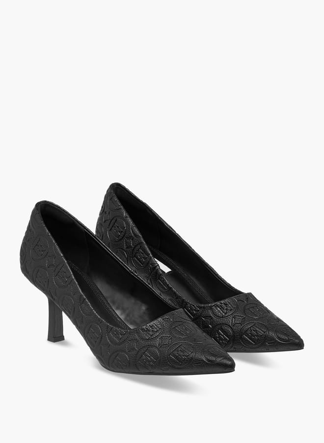 ELLE Women's Logo Detail Pointed Toe Pumps with Stiletto Heels  - Image 1
