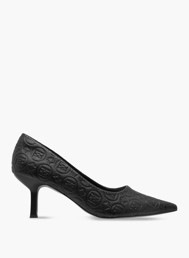 ELLE Women's Logo Detail Pointed Toe Pumps with Stiletto Heels  - Image 3