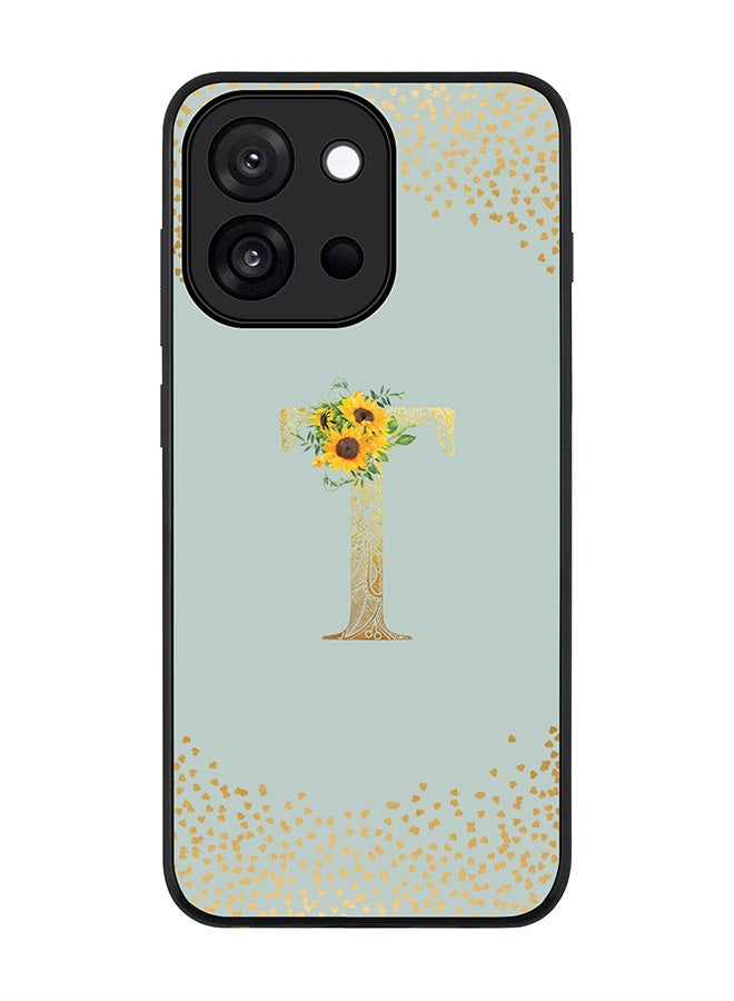 Stylizedd For OnePlus 13s / 13T Case,Slim fit Camera Protection, Shockproof Thin Phone cover  - Custom Floral Monogram - T  (Light Grey )