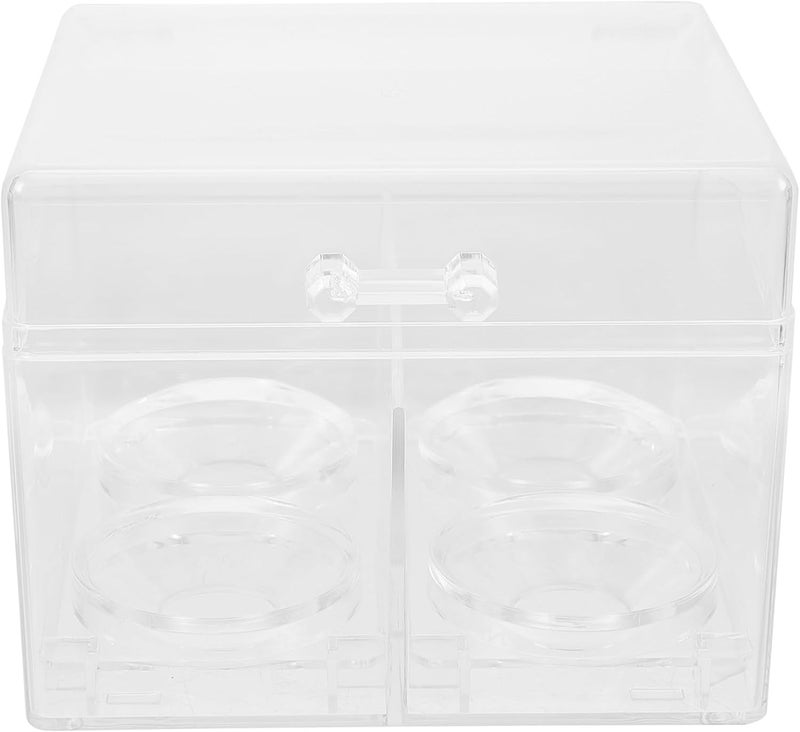 TIDTALEO Beauty Eggs Storage Case with Lid, Acrylic Cotton Swab Organizer, 3-Compartment Dustproof Makeup Puff and Lipstick Storage Box for Vanity and Travel - Image 1