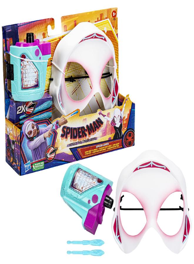 BeyBlade Marvel Spider-Man: Across The Spider-Verse Spider-Gwen Web-Shot Slinger Mask and Blaster Set, Spider-Man Web Shooter Toy, Super Hero Toys for 5 Year Old Girls and Boys and Up - Image 1