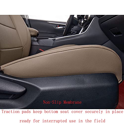 EKR Custom Fit RAV4 Car Seat Covers for Select Toyota RAV4 2019 2020 2021 2022 2023 2024 2025 LE,XLE,XLE Premium,Limited - Full Set,Leather(Sand Beige) - Image 2