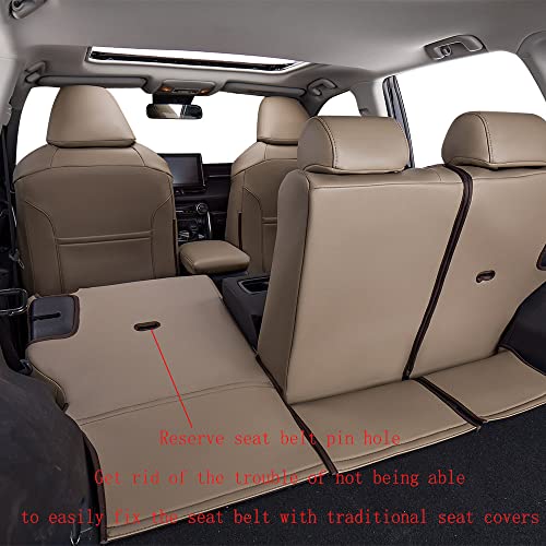 EKR Custom Fit RAV4 Car Seat Covers for Select Toyota RAV4 2019 2020 2021 2022 2023 2024 2025 LE,XLE,XLE Premium,Limited - Full Set,Leather(Sand Beige) - Image 4