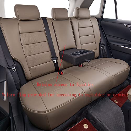 EKR Custom Fit RAV4 Car Seat Covers for Select Toyota RAV4 2019 2020 2021 2022 2023 2024 2025 LE,XLE,XLE Premium,Limited - Full Set,Leather(Sand Beige) - Image 5