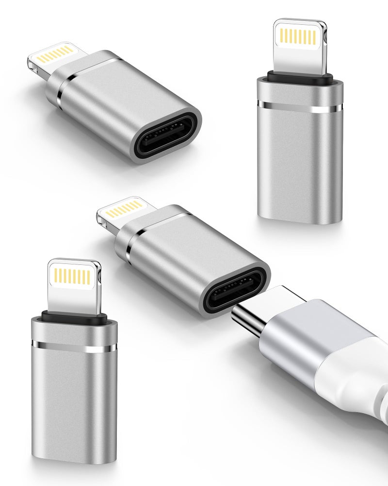 Haoano USB C to Lightning Adapter 4Pack, Type-C Female to iPhone Male Converter, USBC to iPhone Charger Dongle for Apple 14 Pro Max 13 12 11 XS XR 8 Plus, iPad/iPod/AirPods - Charging Only, Not for Audio/OTG - Image 1