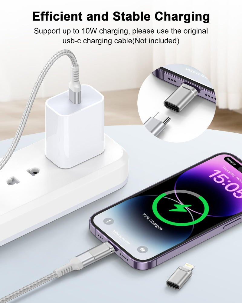 Haoano USB C to Lightning Adapter 4Pack, Type-C Female to iPhone Male Converter, USBC to iPhone Charger Dongle for Apple 14 Pro Max 13 12 11 XS XR 8 Plus, iPad/iPod/AirPods - Charging Only, Not for Audio/OTG - Image 2