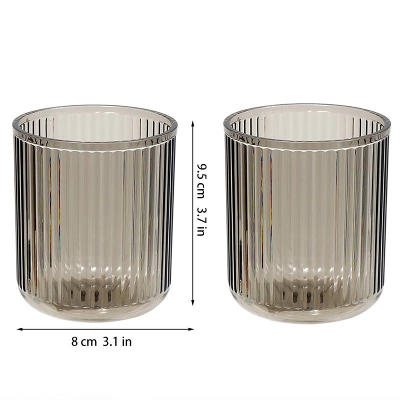 CAWEIN Bathroom Tumbler 2 Pieces ï¼ŒUnbreakable Toothbrush Cupï¼ŒDishwasher Safe Drinking Cup (Gray & Gray) - Image 2