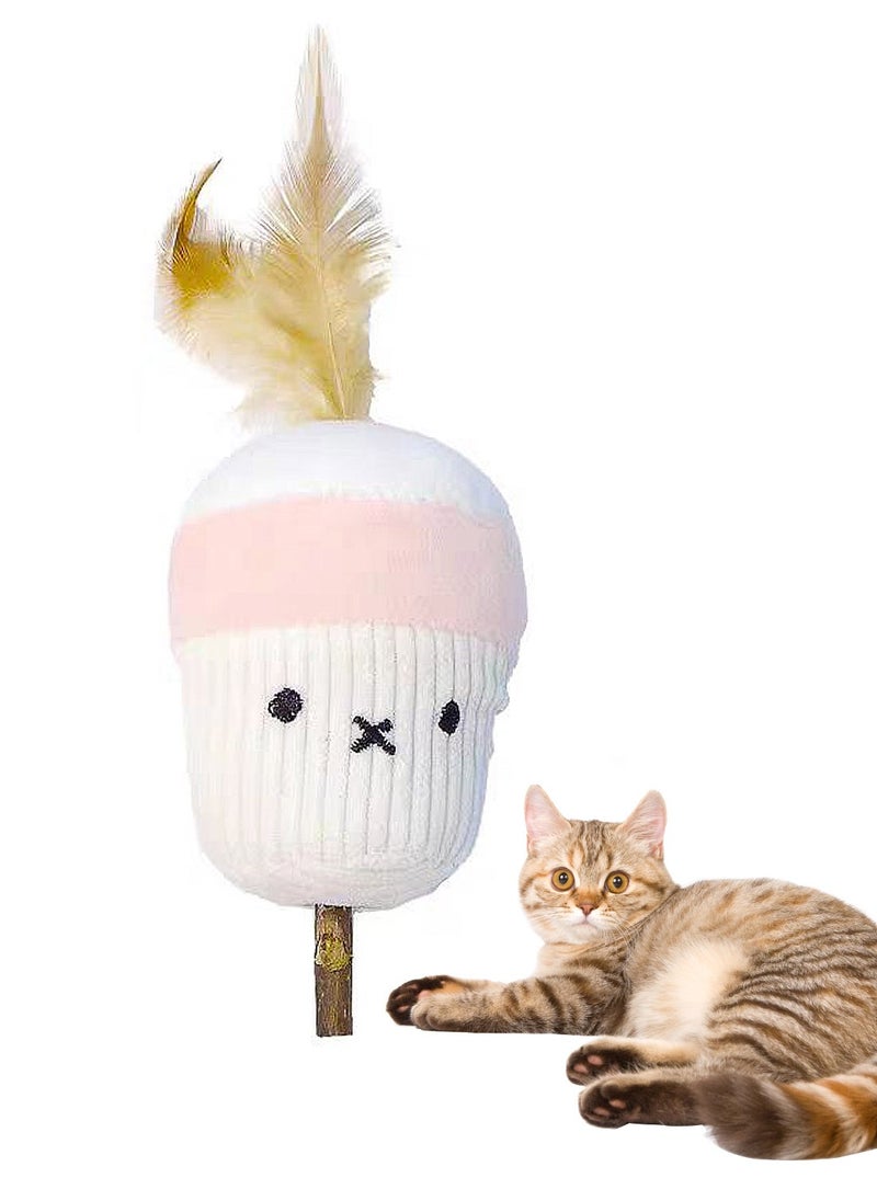 Kidle Cat Teething Stick with Catnip Apple Orange Persimmon Feather Wood Tianjiao Plush Toy  - Image 1
