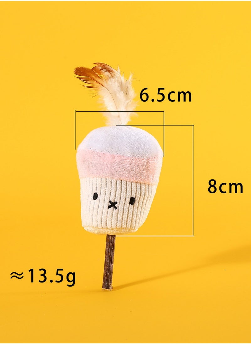 Kidle Cat Teething Stick with Catnip Apple Orange Persimmon Feather Wood Tianjiao Plush Toy  - Image 2