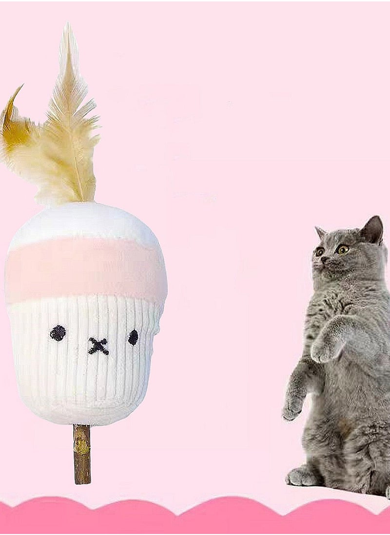 Kidle Cat Teething Stick with Catnip Apple Orange Persimmon Feather Wood Tianjiao Plush Toy  - Image 3