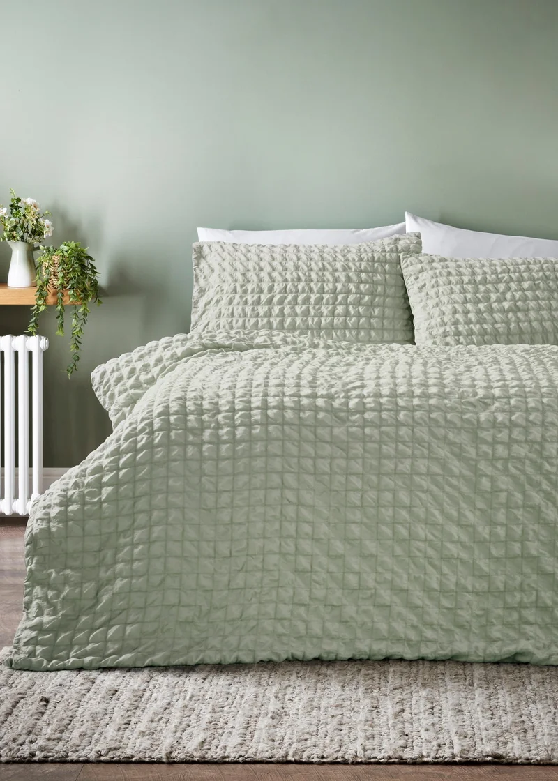 Matalan Green Seersucker Duvet Set