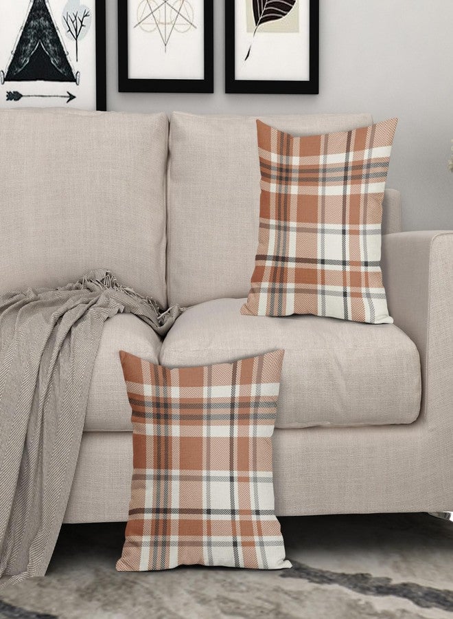 Aytipun Fall Plaid Pillow Covers 18x18 Set of 2 Burnt Orange Gray Cream Rustic Autumn Colored Print Decorative Outdoor Pillowcases Farmhouse Throw Cushion Case Decor for Home Couch Sofa Bed - Image 3