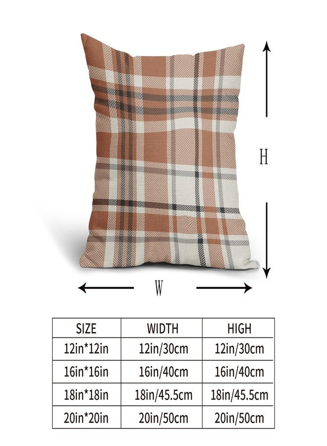 Aytipun Fall Plaid Pillow Covers 18x18 Set of 2 Burnt Orange Gray Cream Rustic Autumn Colored Print Decorative Outdoor Pillowcases Farmhouse Throw Cushion Case Decor for Home Couch Sofa Bed - Image 5