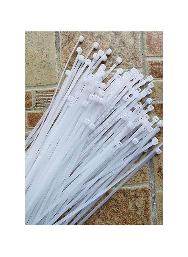 promass 250Mm Cable Ties White (100 Pack), Wire Ties With 18Kg Tensile Strength, Self-Locking Heavy Duty Nylon Plastic Zip Ties Wraps For Office, Household And Outdoor - Image 5