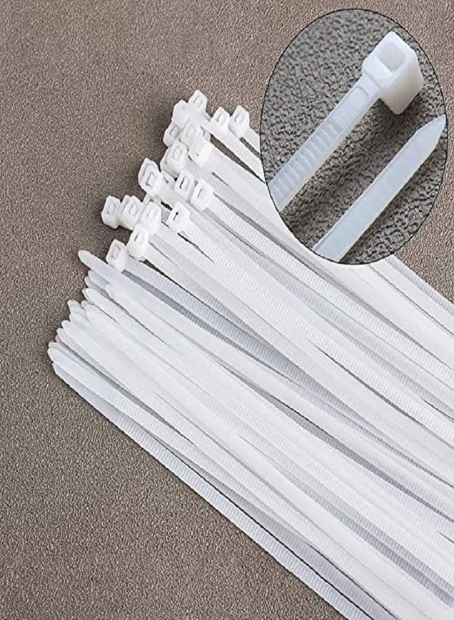 promass 250Mm Cable Ties White (100 Pack), Wire Ties With 18Kg Tensile Strength, Self-Locking Heavy Duty Nylon Plastic Zip Ties Wraps For Office, Household And Outdoor - Image 2