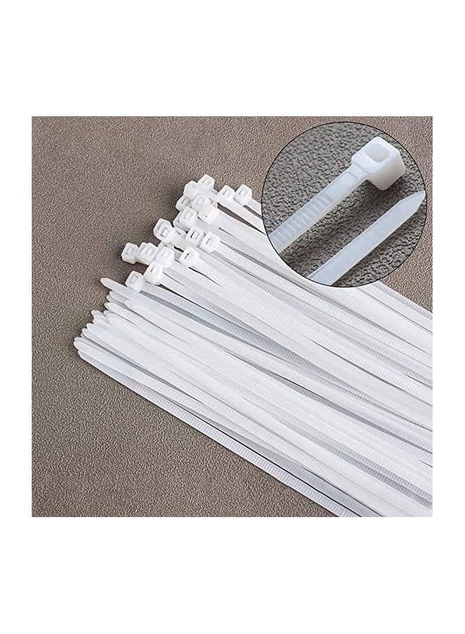 promass 250Mm Cable Ties White (100 Pack), Wire Ties With 18Kg Tensile Strength, Self-Locking Heavy Duty Nylon Plastic Zip Ties Wraps For Office, Household And Outdoor - Image 4