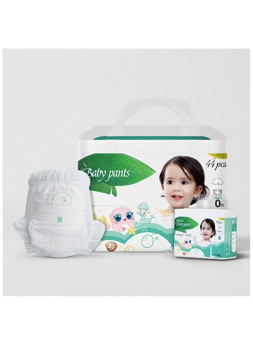 baby pants Ultimate Comfort Taped Diapers Double Layer Leakproof Skin-Friendly Fabric with Highly Absorbency and High-Elastic Waistband, Size L, 9-14Kg, Carry Pack, 44 Count
